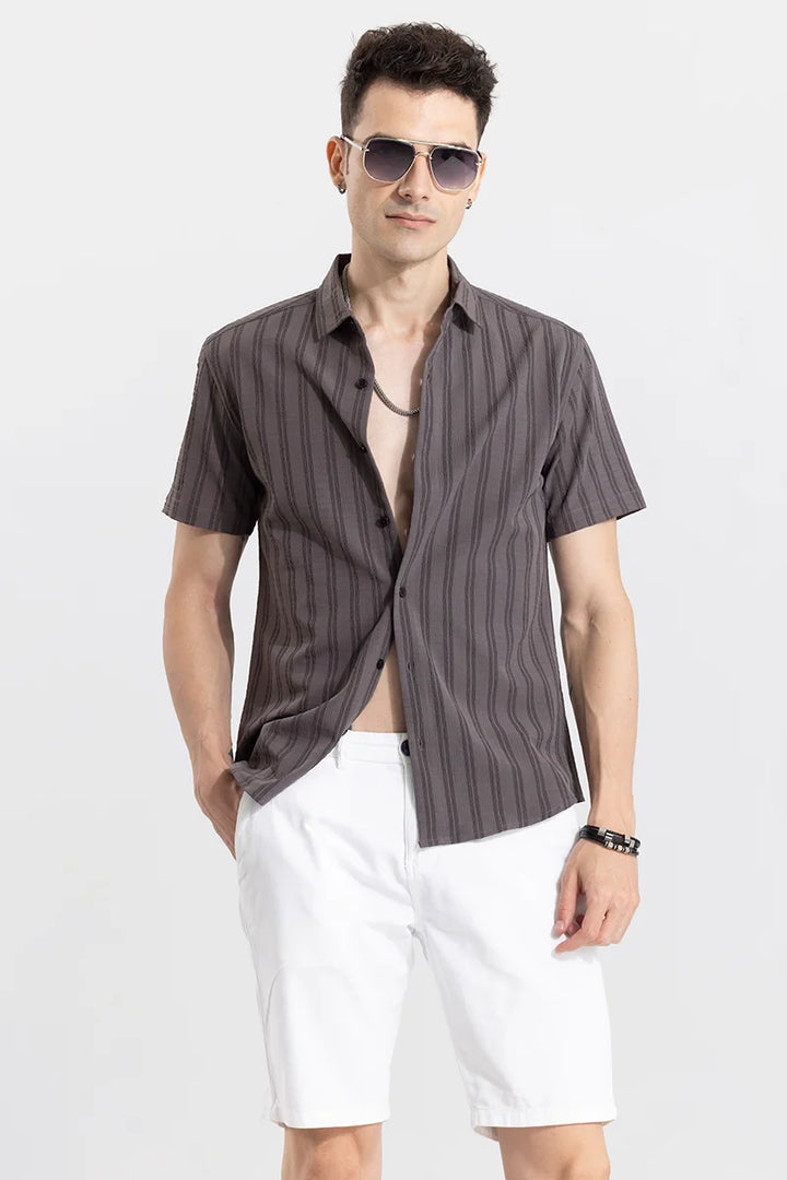 Wrinkled Stripe Grey Shirt