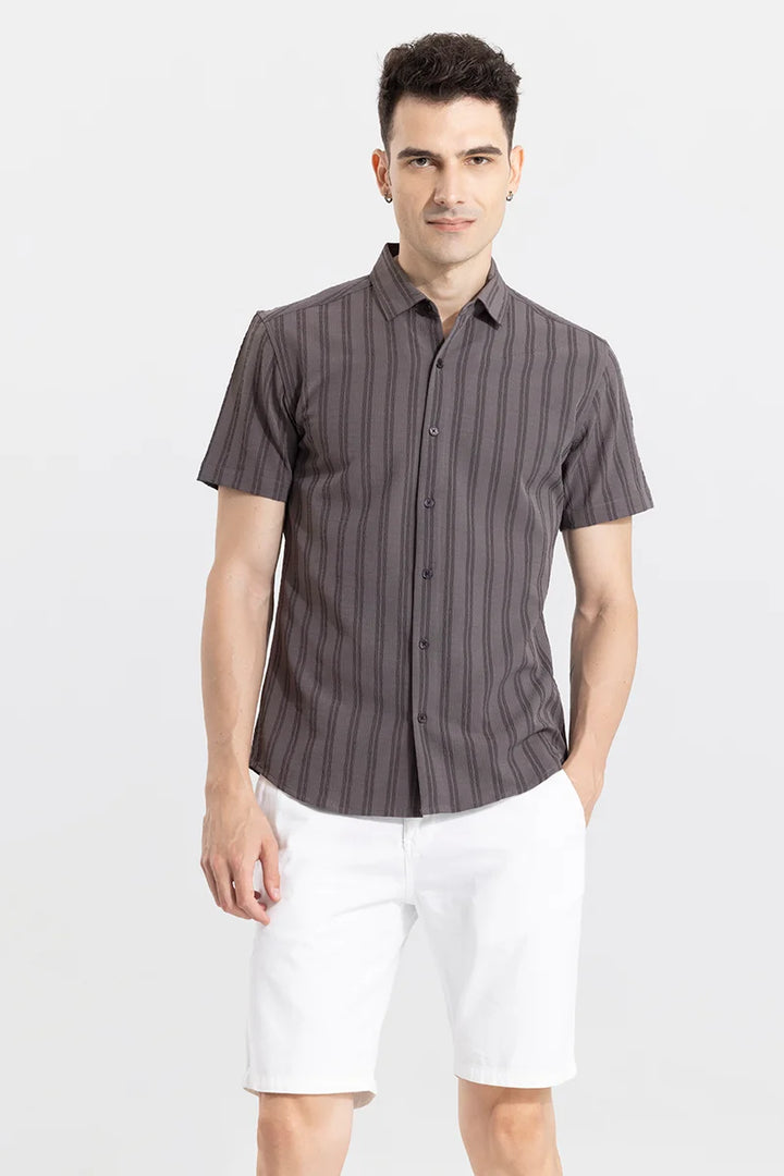 Wrinkled Stripe Grey Shirt