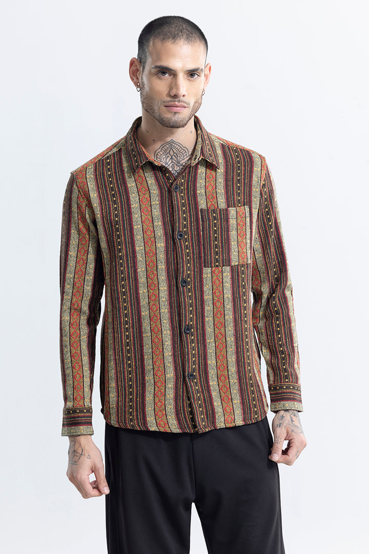 Buy Men's Hessian Lined Brown Shirt Online | SNITCH