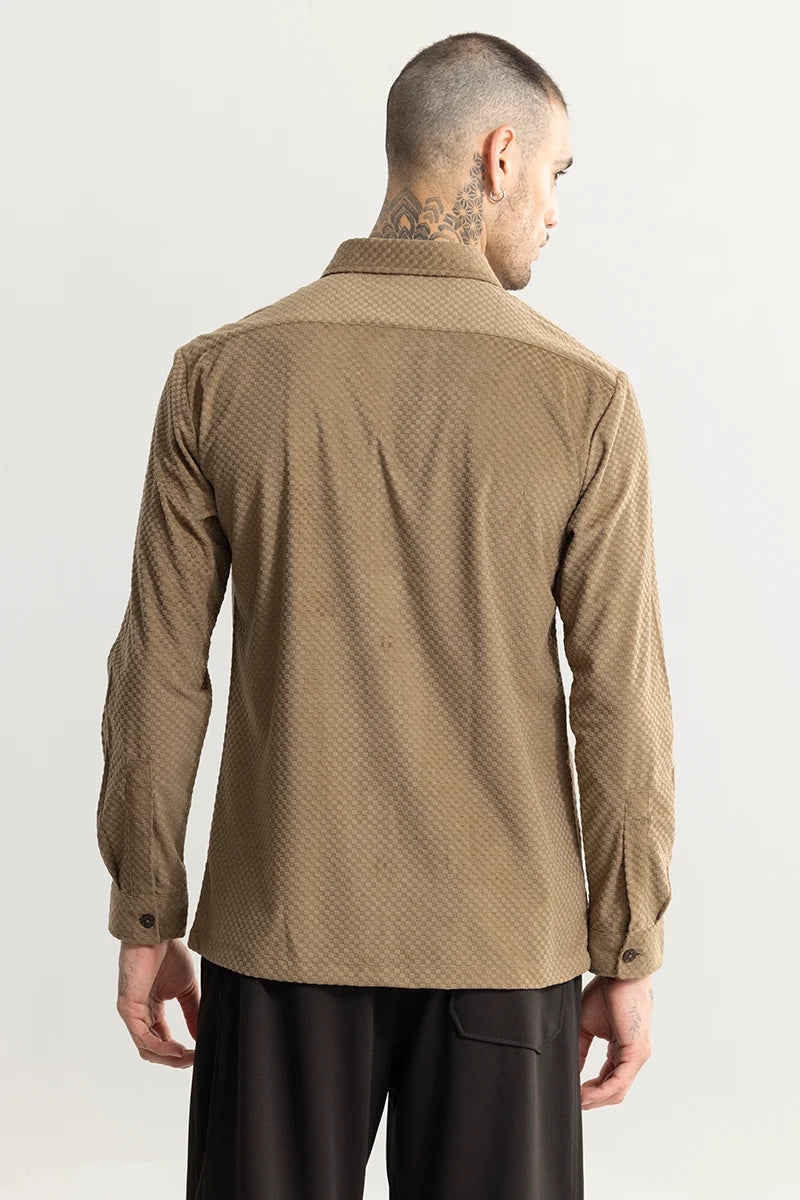 Self Flock Brown Textured Shirt