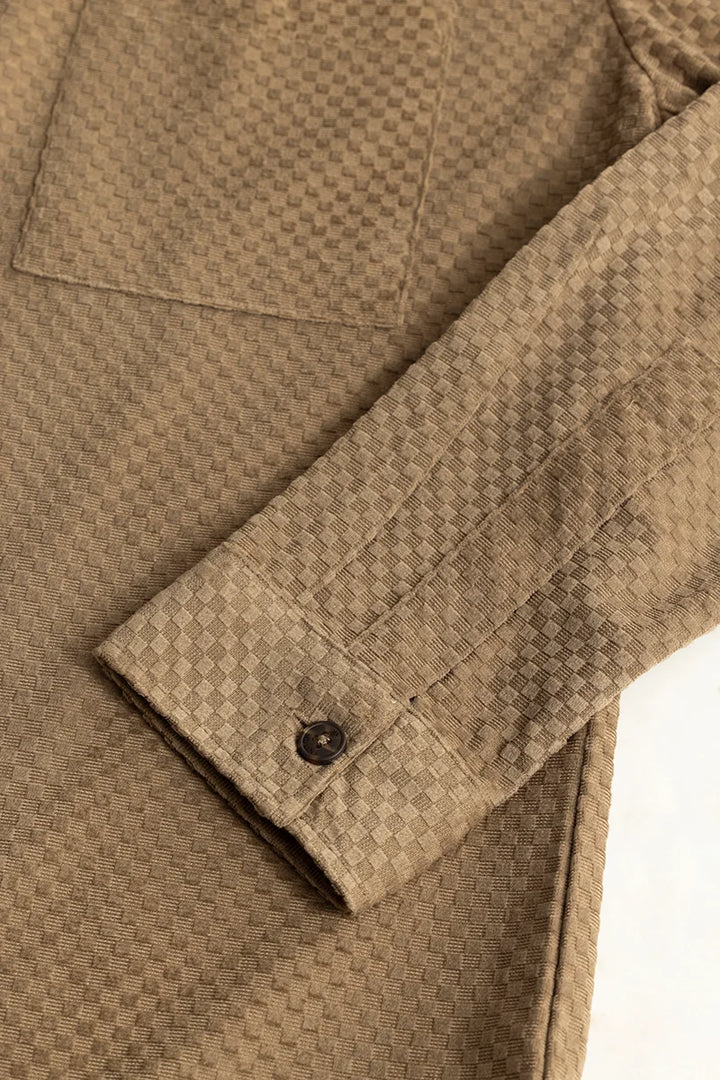 Self Flock Brown Textured Shirt