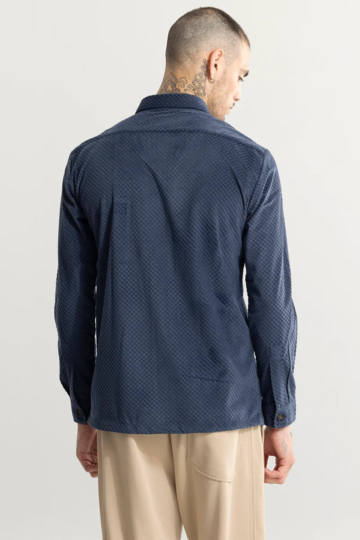 Self Flock Blue Textured Shirt