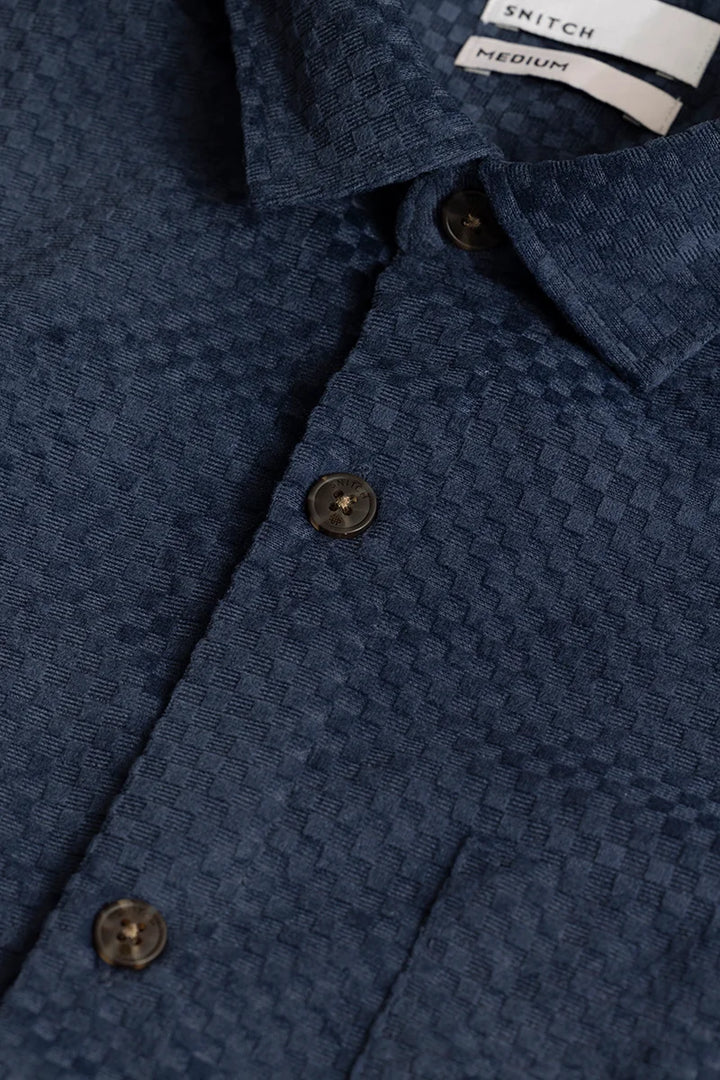 Self Flock Blue Textured Shirt