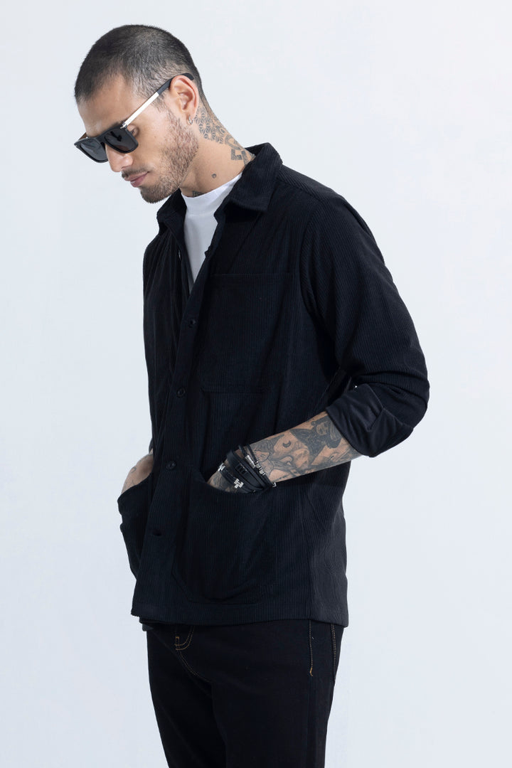 Cord Ribbed Black OverShirt