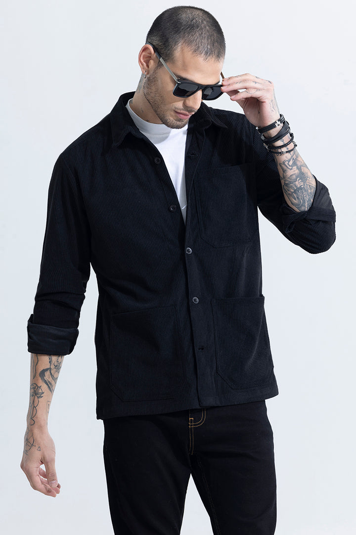 Cord Ribbed Black OverShirt