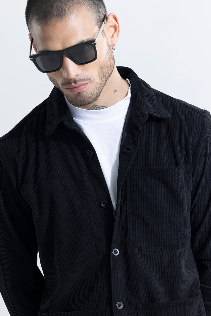 Cord Ribbed Black OverShirt