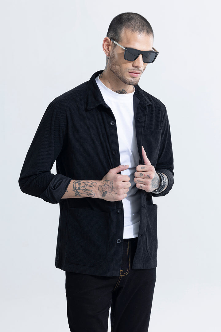 Cord Ribbed Black OverShirt