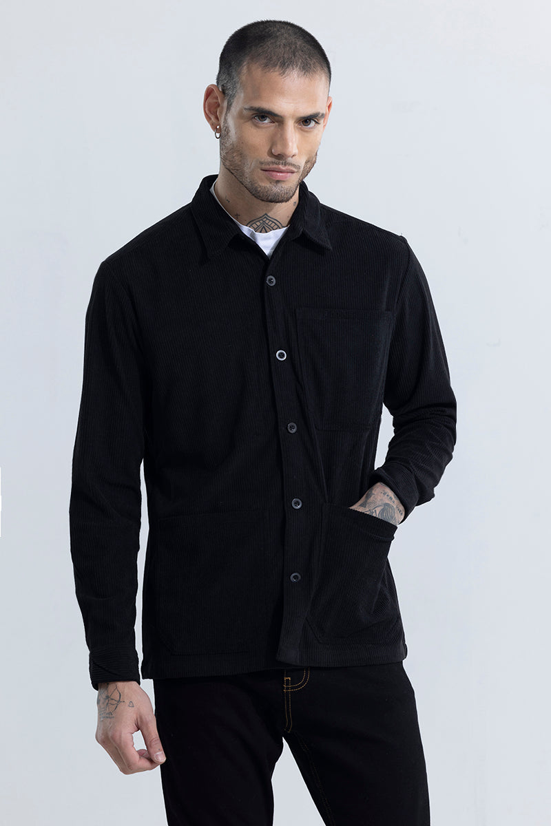 Cord Ribbed Black OverShirt