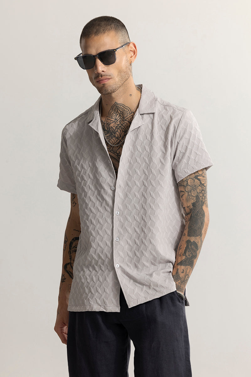 Cross Diamond Textured Grey Shirt