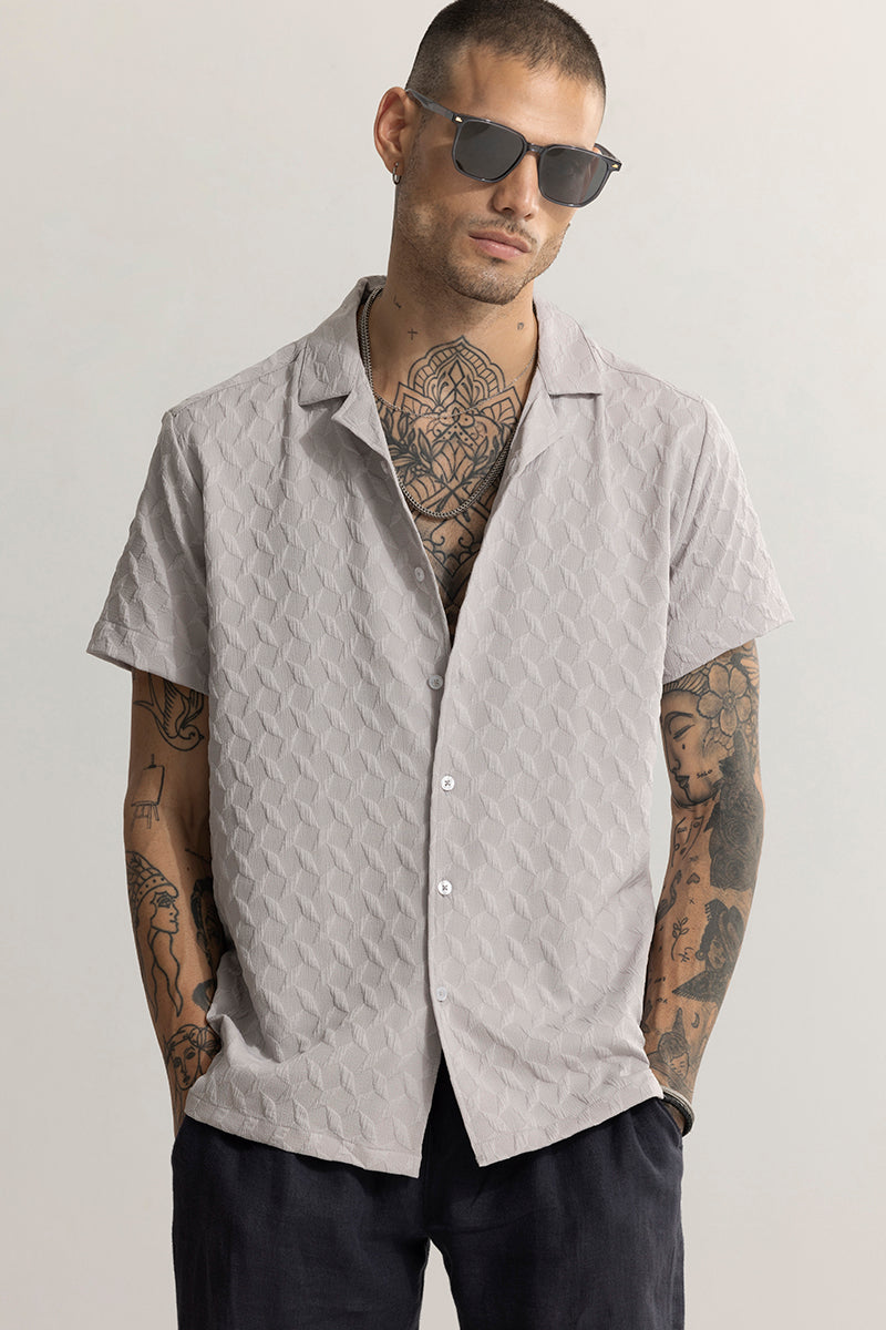 Cross Diamond Textured Grey Shirt