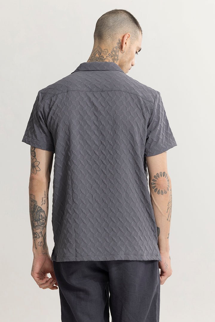 Cross Diamond Textured Ash Grey Shirt