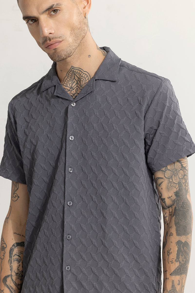 Cross Diamond Textured Ash Grey Shirt