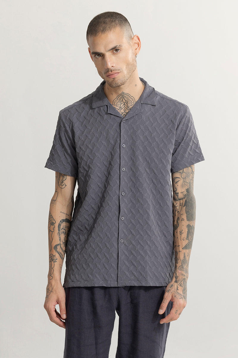 Cross Diamond Textured Ash Grey Shirt