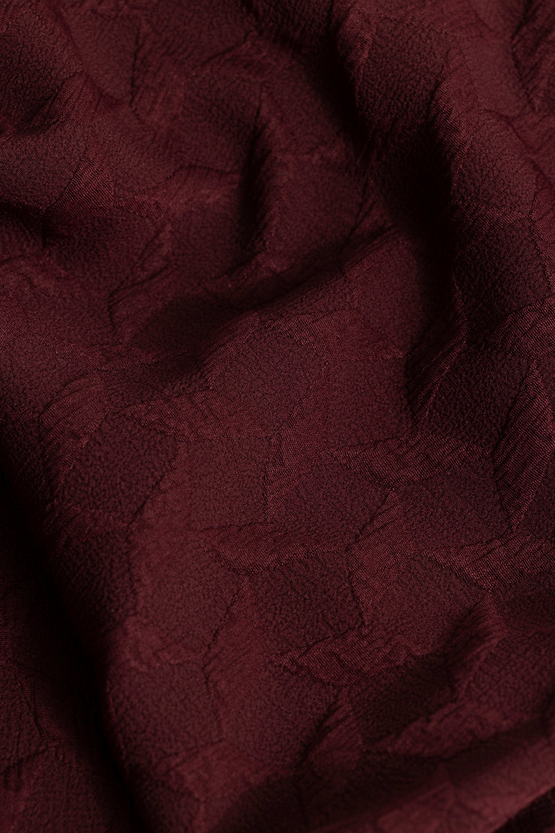 Cross Diamond Textured Maroon Shirt