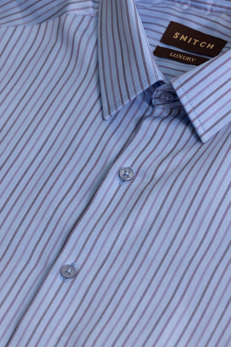 Multiparallel Stripe Blue Shirt