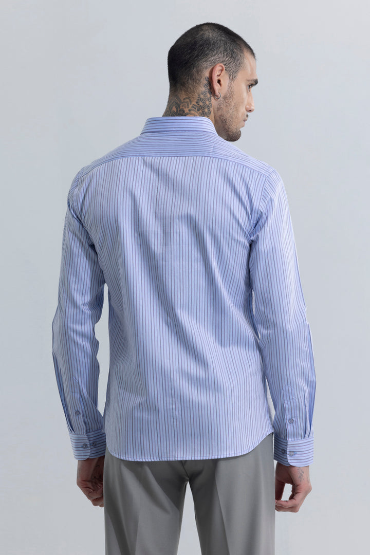 Multiparallel Stripe Blue Shirt