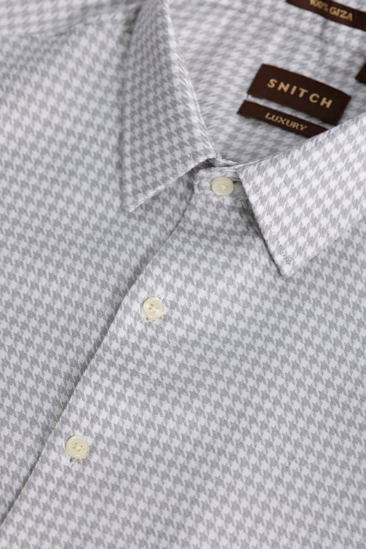 Classic Gingham Pattern White Shirt