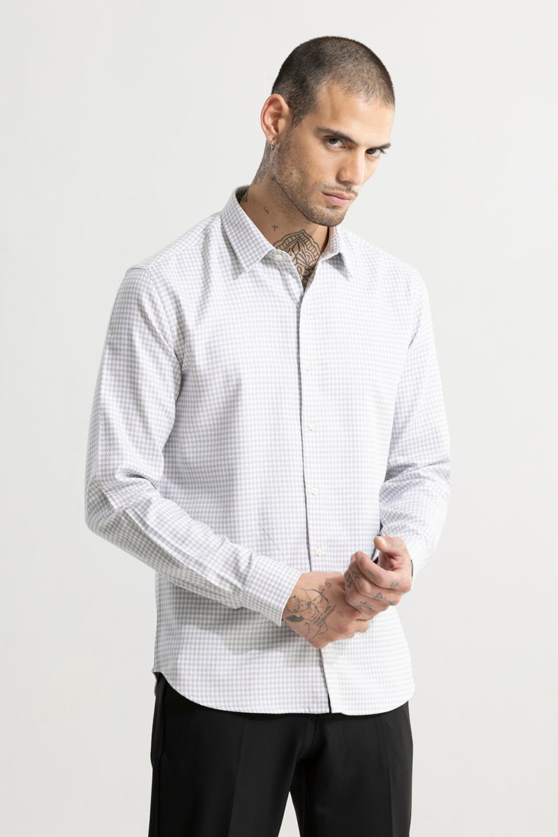 Classic Gingham Pattern White Shirt