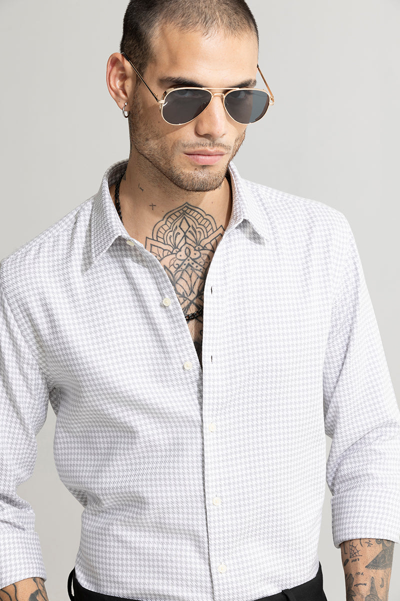 Classic Gingham Pattern White Shirt