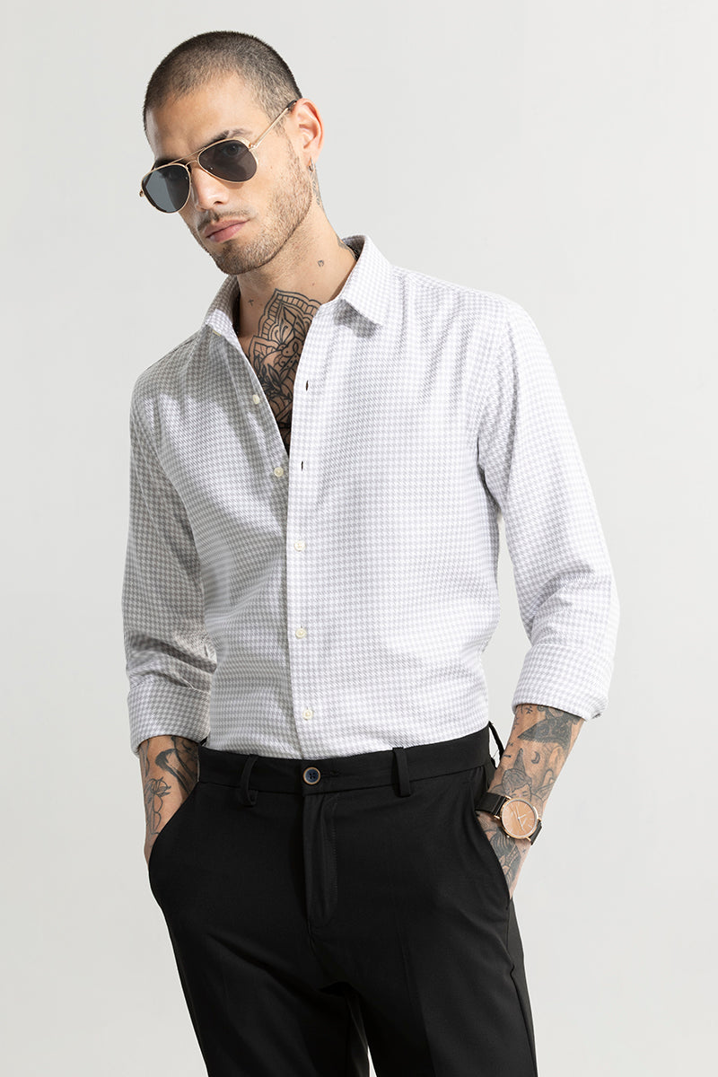 Classic Gingham Pattern White Shirt