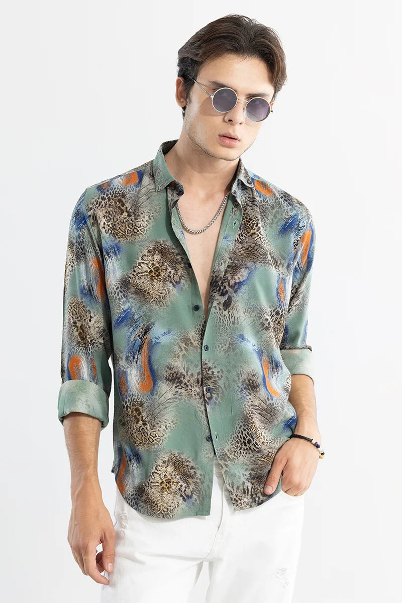 Buy Men's Yucca Green Shirt Online | SNITCH