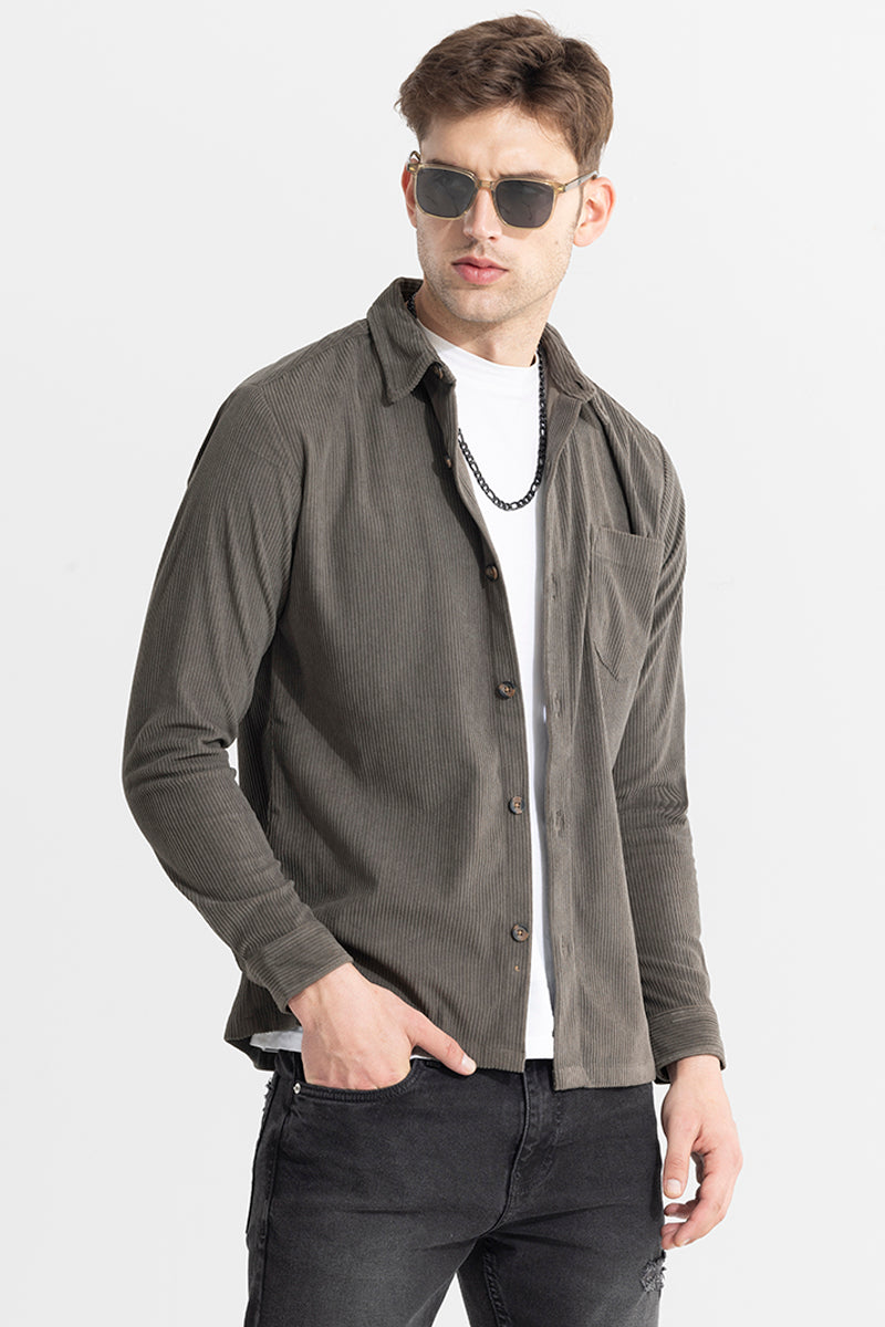 Cord Line Grey Corduroy Shirt