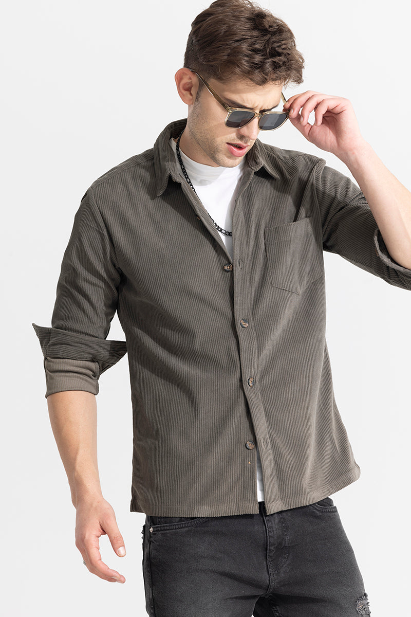 Cord Line Grey Corduroy Shirt