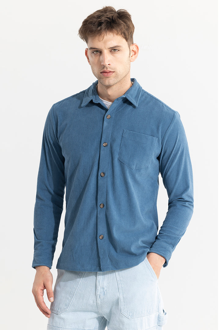 Cord Line Blue Corduroy Shirt