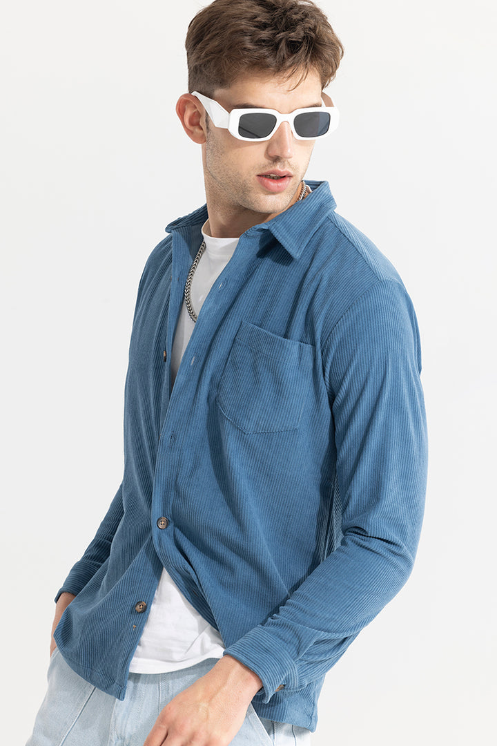 Cord Line Blue Corduroy Shirt