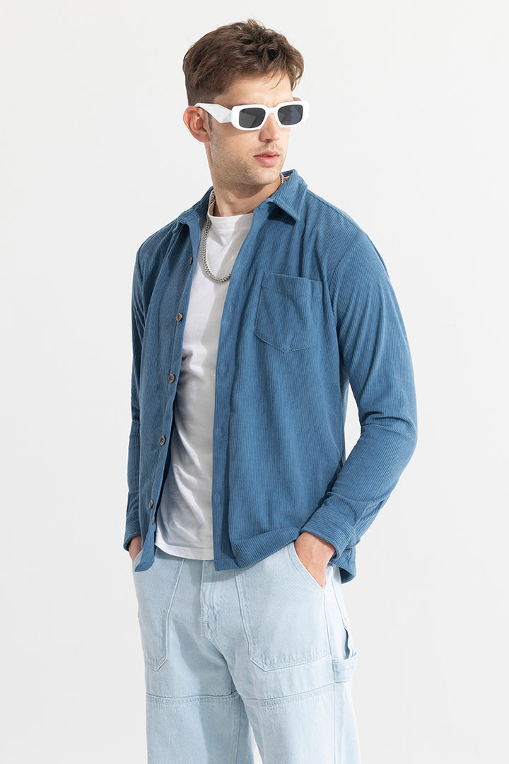 Cord Line Blue Corduroy Shirt