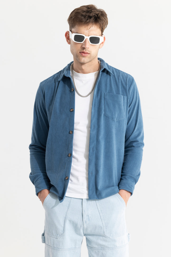 Cord Line Blue Corduroy Shirt