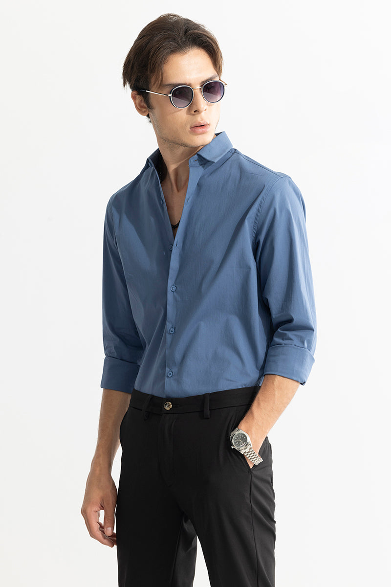 Buy Men's Aristo Cobalt Blue Shirt Online | SNITCH