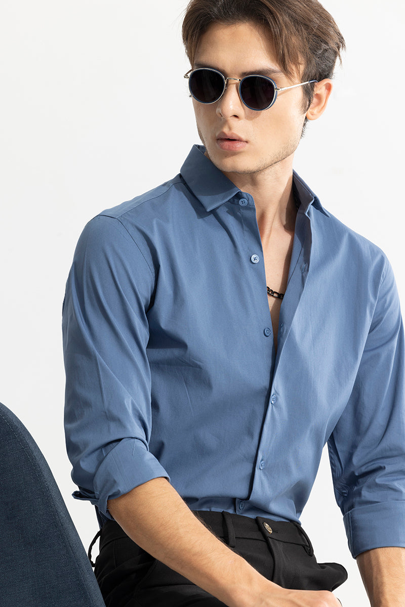 Buy Men's Aristo Cobalt Blue Shirt Online | SNITCH