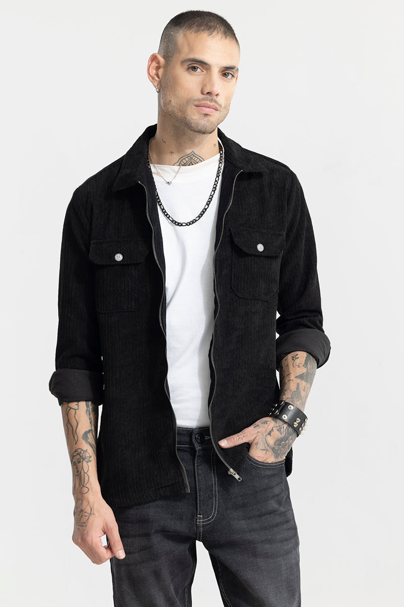 Ribcord Black Corduroy Overshirt