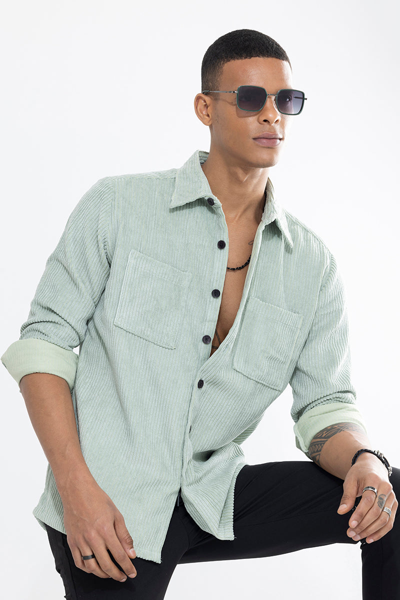 Buy Men's Cordbreaker Green Corduroy Overshirt Online | SNITCH