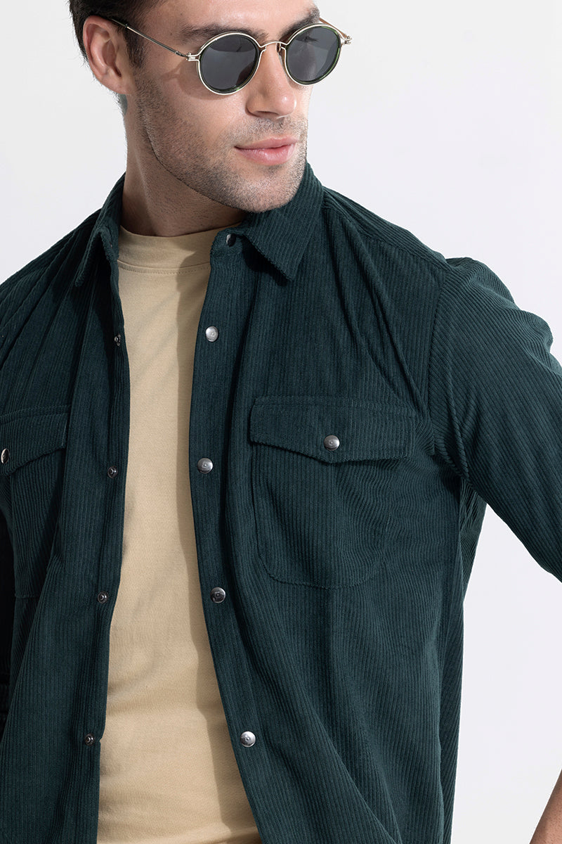 Jezzi Teal Green Corduroy Overshirt