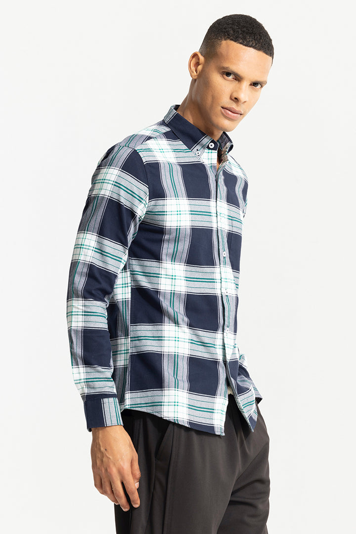 Bold Block Line Navy Checks  Shirt