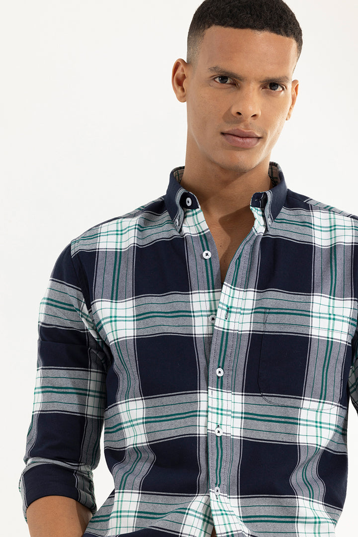 Bold Block Line Navy Checks  Shirt