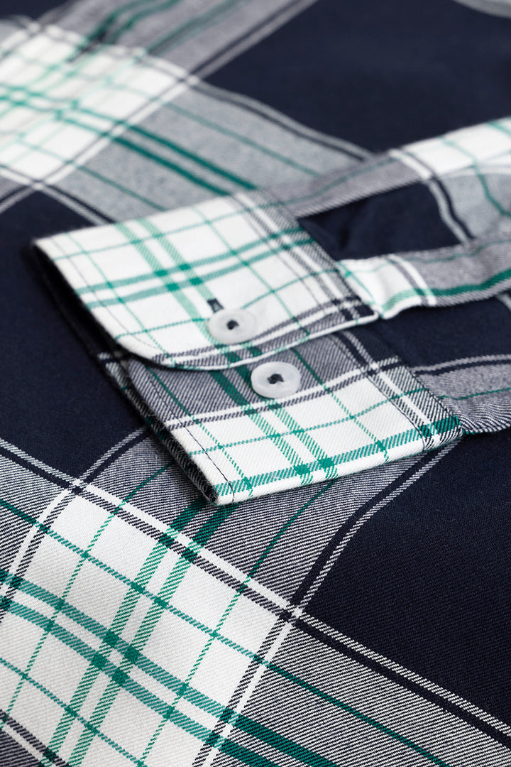 Bold Block Line Navy Checks  Shirt