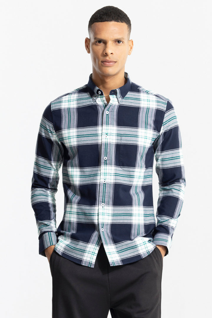 Bold Block Line Navy Checks  Shirt