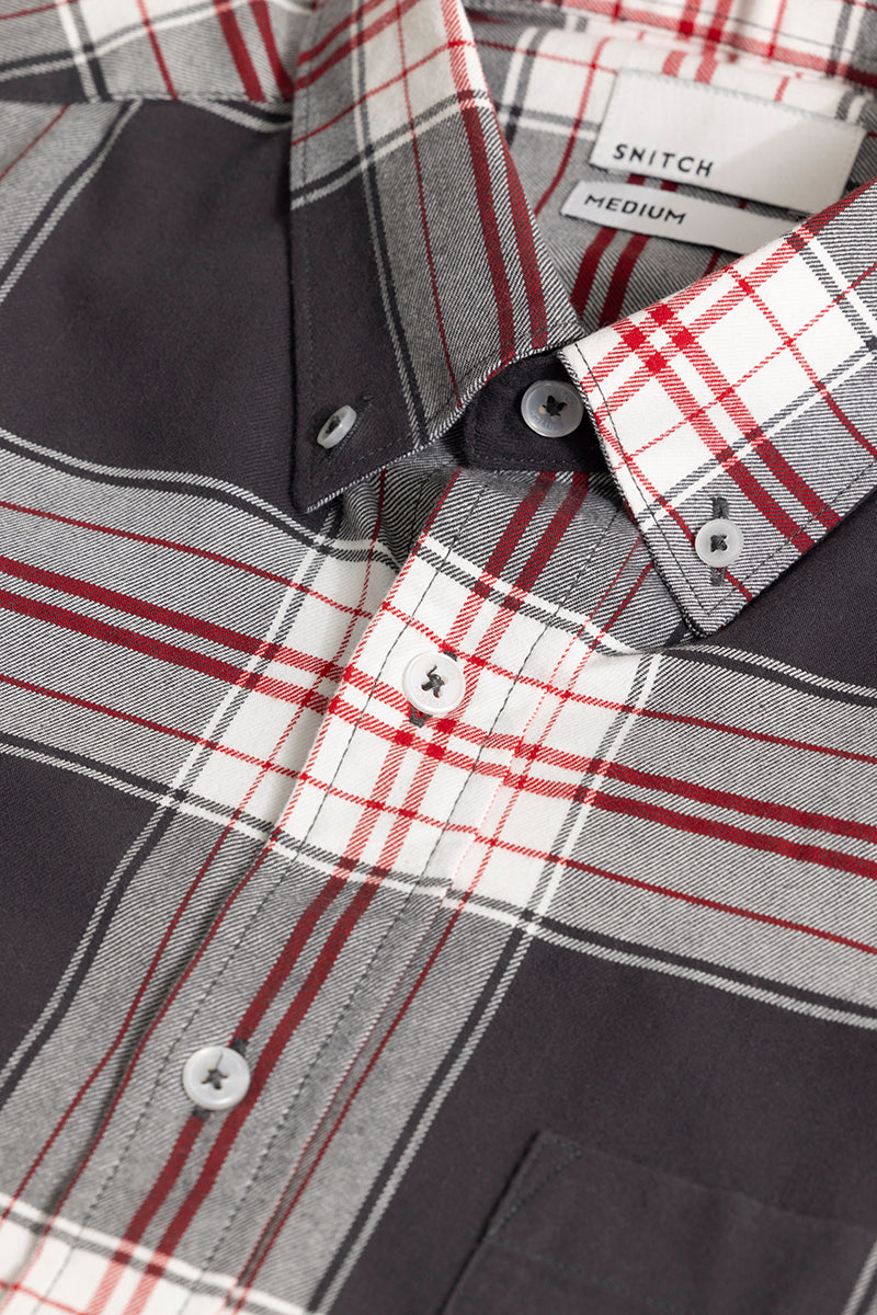 Bold Block Line Graphite Grey Checks Shirt