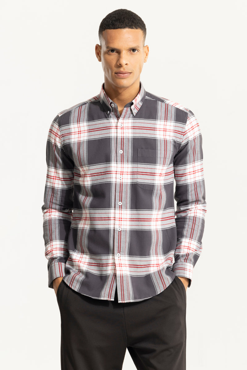 Bold Block Line Graphite Grey Checks Shirt