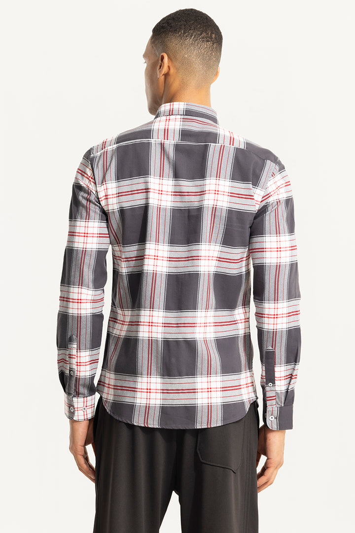 Bold Block Line Graphite Grey Checks Shirt