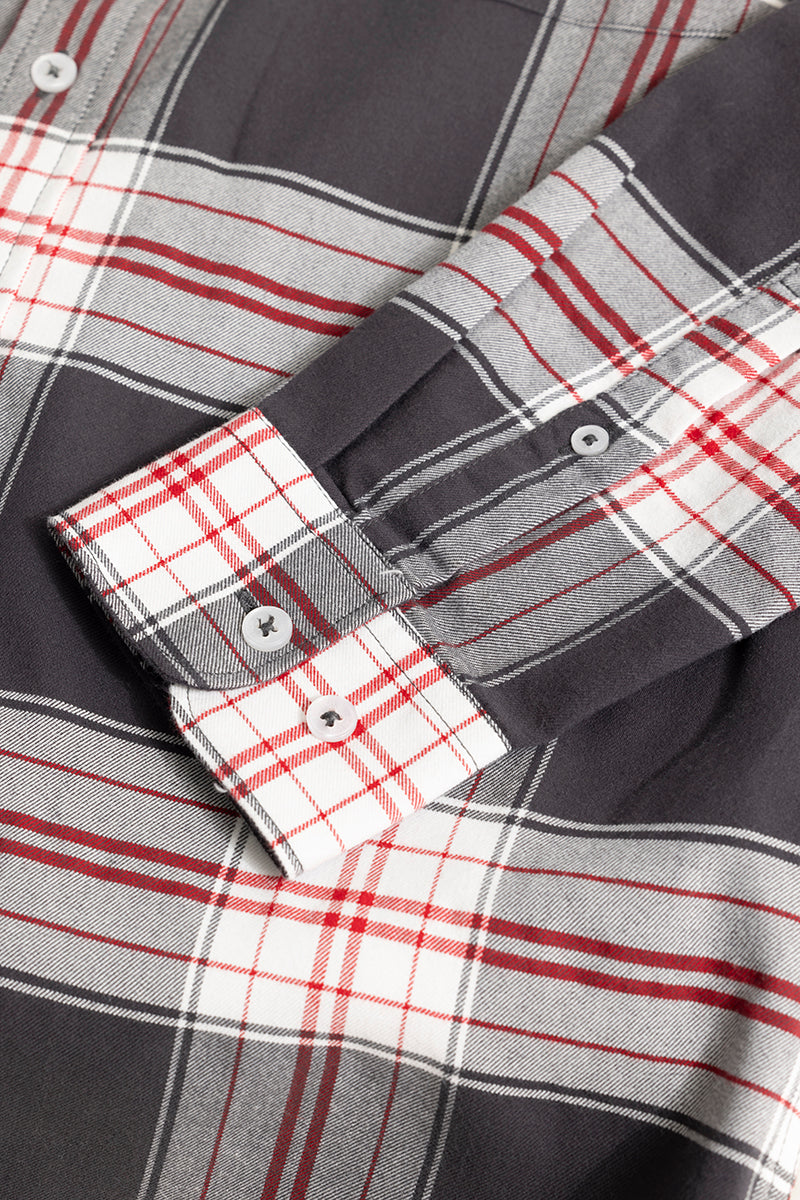 Bold Block Line Graphite Grey Checks Shirt