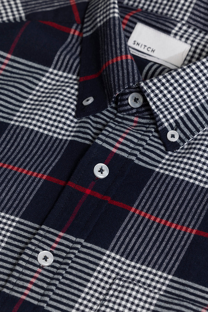 Bold Block Line Navy Checks Shirts