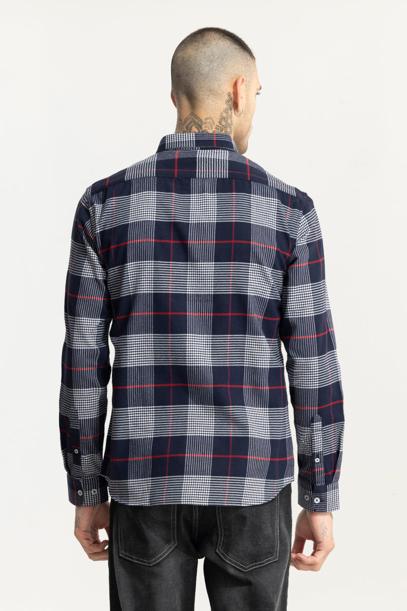 Bold Block Line Navy Checks Shirts