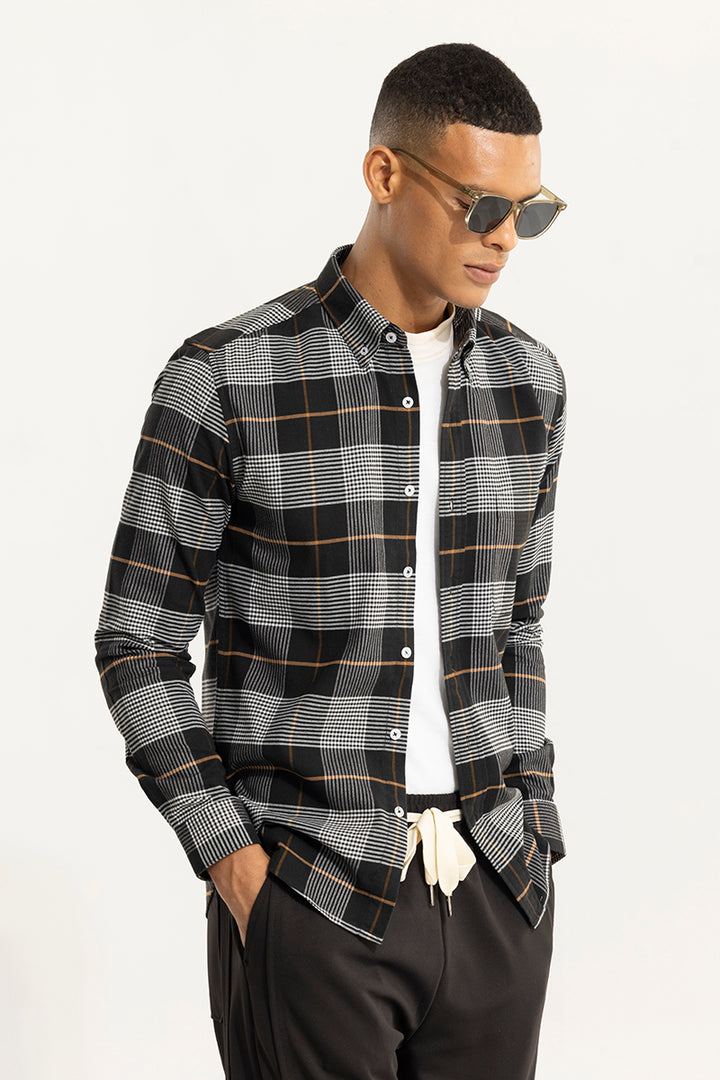 Bold Block Line Black Checks Shirts