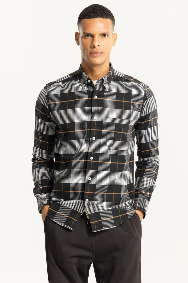 Bold Block Line Black Checks Shirts