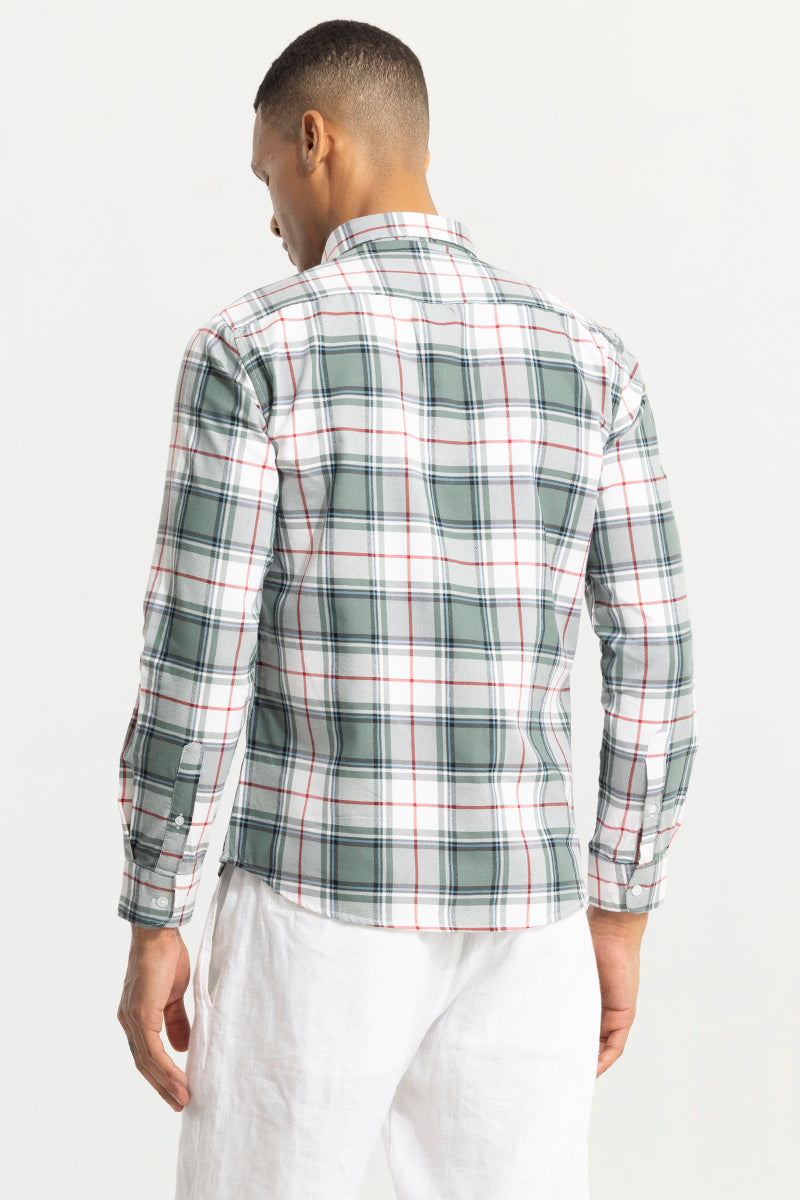 Bold Block Line Pista Green Checks Shirts