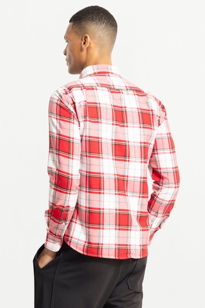 Bold Block Line Candy Red Checks Shirts